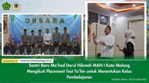 Santri Baru Mahad Darul Hikmah Man I Kota Malang Mengikuti Placement