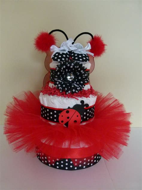 Ladybug Tutu Baby Diaper Cake By Mamabijou On Etsy