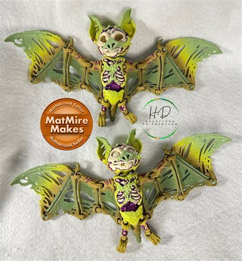 3d Printed Spooky Flexi Zombie Bat Etsy