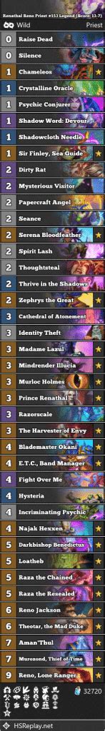 Renathal Reno Priest 153 Legend Score 13 7 Hearthstone Wild Decks