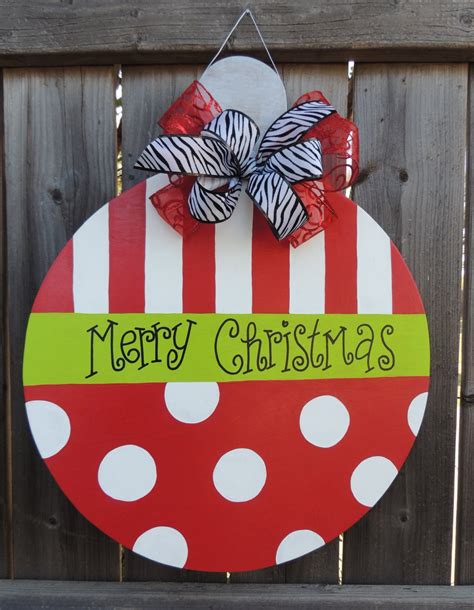 Christmas Ornament Wooden Door Hanger By Redddirtdesigns On Etsy