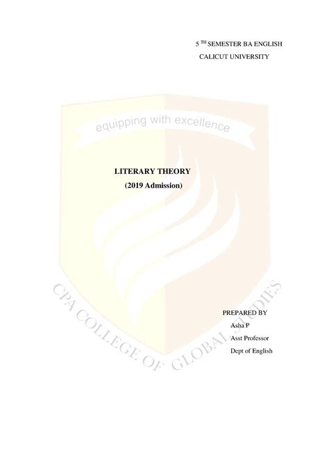 V Sem Literary Theory Pdf Th Semester Ba English Calicut