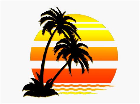 Ocean With Palm Trees Sunset