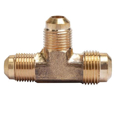 Ltwfitting 1 2 In X 3 8 In X 3 8 In Brass Flare Reducing Tee Fitting 5 Pack Hf44r86605