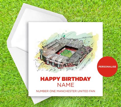 Manchester United Birthday Card Old Trafford Birthday Card Personalised