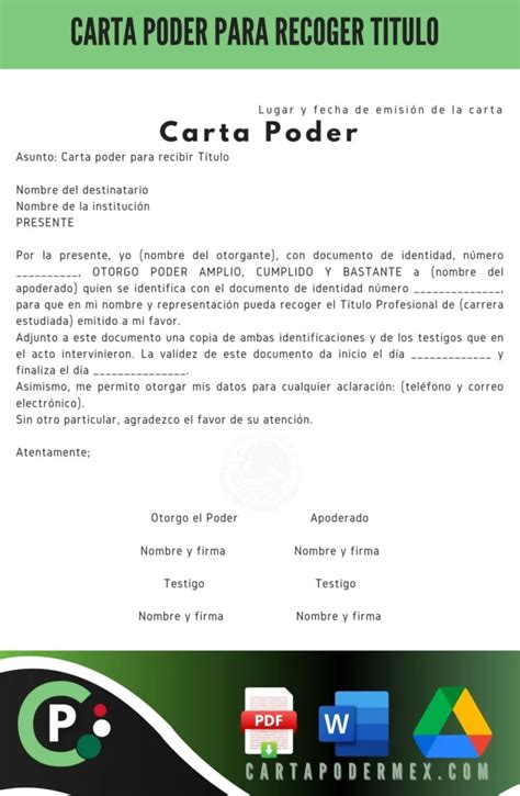 Carta Poder para Trámites Universitarios Word PDF 2024