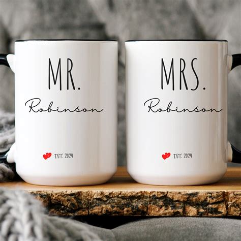 Personalized Mr And Mrs Coffee Mugs Custom Mr Mrs Coffee Mugs Husband And Wife Mugs Bride And