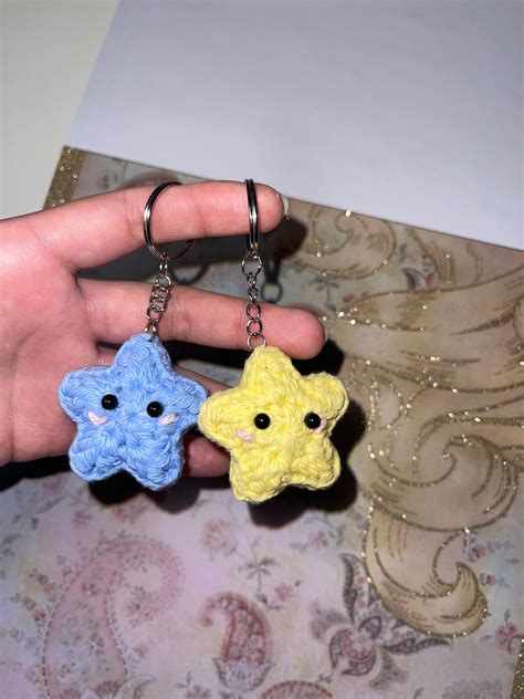 Cute Star Keychain Crochet Etsy Crochet Keychain Pattern Crochet