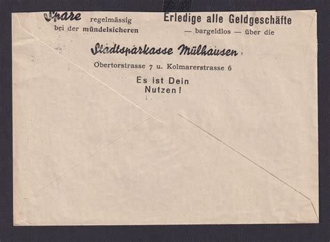 Mühlhausen Elsaß Deutsches Reich Drittes Reich Brief Kunst Kultur SST