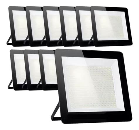 Kit 10 Refletor Led 200w Holofote Branco Bivolt Prova Dagua Frete grátis