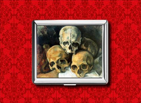 Paul Cezanne Pyramid Of Skulls Art Painting Metal Wallet Stash Business