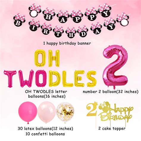 Cartoon Mouse Theme 2nd Birthday Decorations For Girls Oh Twodles