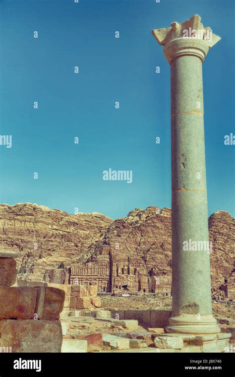 In Petra Jordan The View Of The Monuments From The Ruins Of The Antique