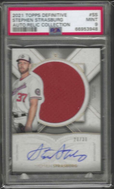 STEPHEN STRASBURG 2021 TOPPS DEFINITIVE JUMBO PATCH AUTO 30 PSA 9 MINT