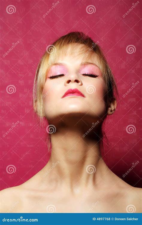 Beauty Portrait Of A Woman In Pink Stock Photo Image Of Gentle