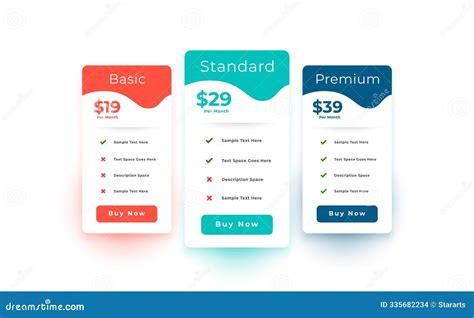 Comparison Pricing List Comparing Price Or Product Plan Chart