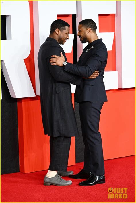 Michael B Jordan Hugs It Out With Jonathan Majors At Creed Iii