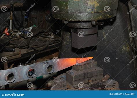 Blacksmith Hammering Hot Iron Stock Image Image Of Forging Anvil