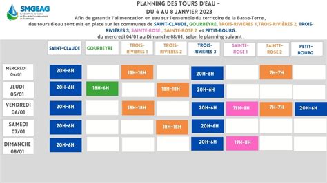 Plannings Des Tours D Eau Du Au Janvier Smgeag