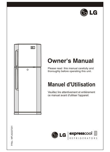 lg gl  vl user guide manual  fridge freezer manual