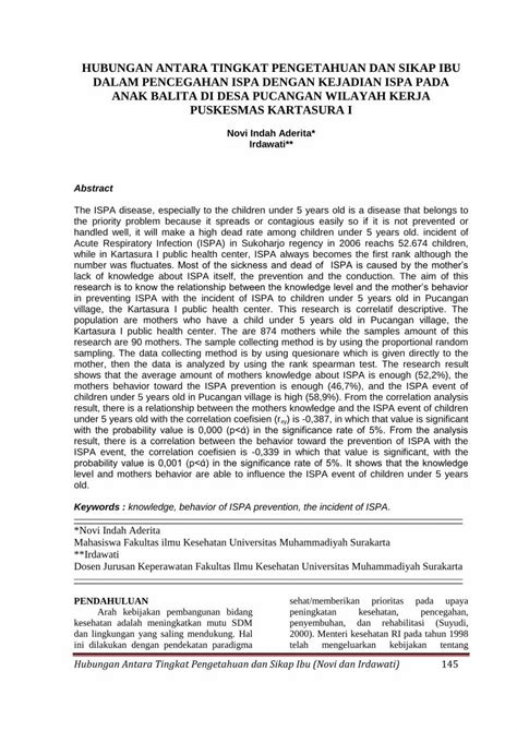 Pdf Hubungan Antara Tingkat Pengetahuan Dan Sikap Ibu Dalam