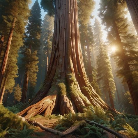 Premium Photo A Towering Redwood Tree Generative Ai