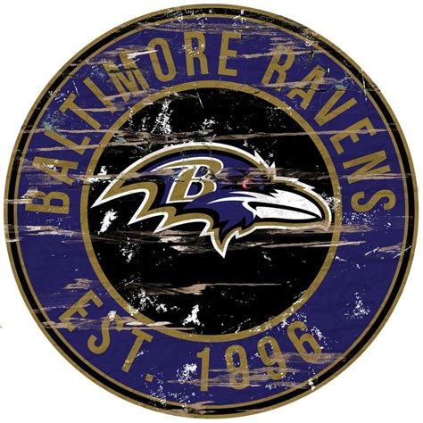 Adventure Furniture 24 Nfl Baltimore Ravens Round Distressed Sign N0659 Bal The Home Depot