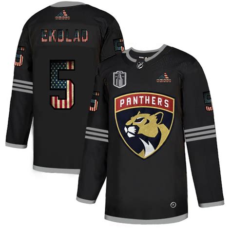 Florida Panthers 5 Aaron Ekblad Adidas Mens Black 2023 Stanley Cup