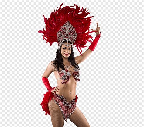 Mujer Vestida Con Traje Rojo Y Gris Carnaval Brasile O Samba K L