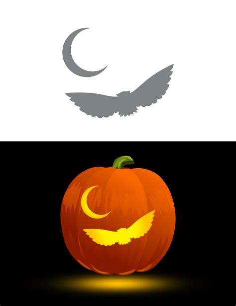 Printable Owl And Crescent Moon Pumpkin Stencil