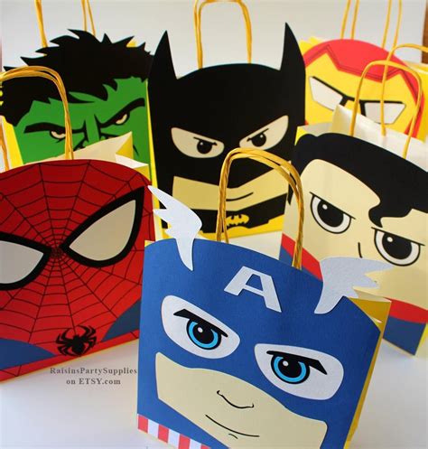 Superhero Favor Bags Superhero Birthday Party Decorations For Etsy