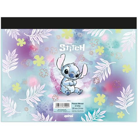 Planner De Mesa Mensal Folhas Stitch Disney Spiral Pt Un