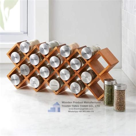 Supplier Criss Cross Wooden Spice Rack To Clean Up Your Bottles In Kitchen