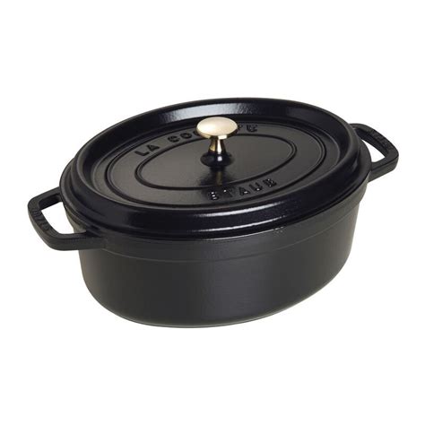 Staub La Cocotte Cocotte 29 Cm Oval Schwarz Gusseisen Coq Au Vin