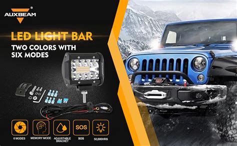 Amazon Auxbeam Led Strobe Light Bar Inch Led Pods W Amber