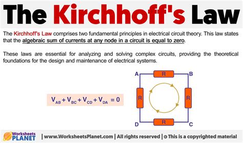 Kirchhoff S Law Formula Definition