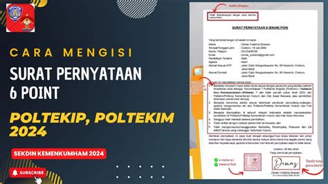 Cara Mengisi Surat Pernyataan Poin Kemenkumham Poltekip