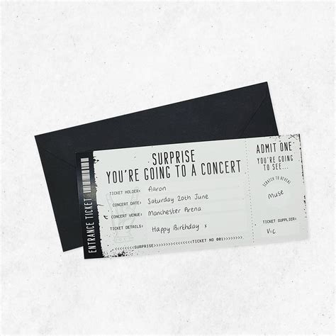 Scratch Reveal Concert Ticket Diy Surprise T Card Etsy