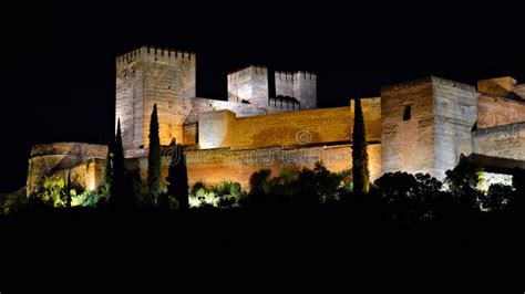 The Alhambra of Granada, Night Stock Image - Image of granada ...