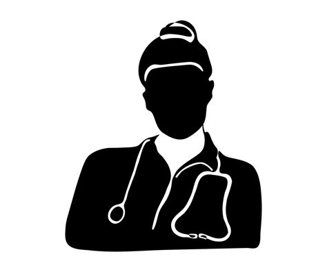 black and white logo doctor with stethoscope, therapist 17764187 Vector ...