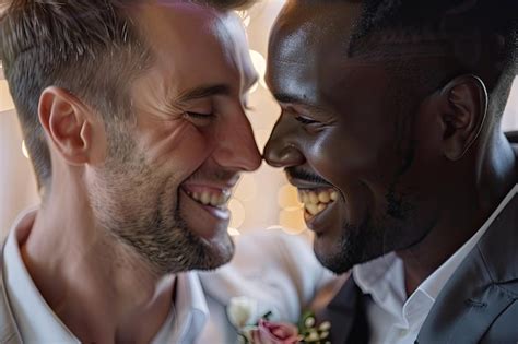 Casal gay feliz dançando no dia do casamento celebrando o amor e a felicidade imagem Premium