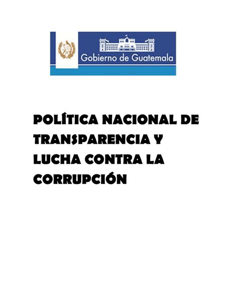 política nacional de transparencia y lucha contra la corrupción