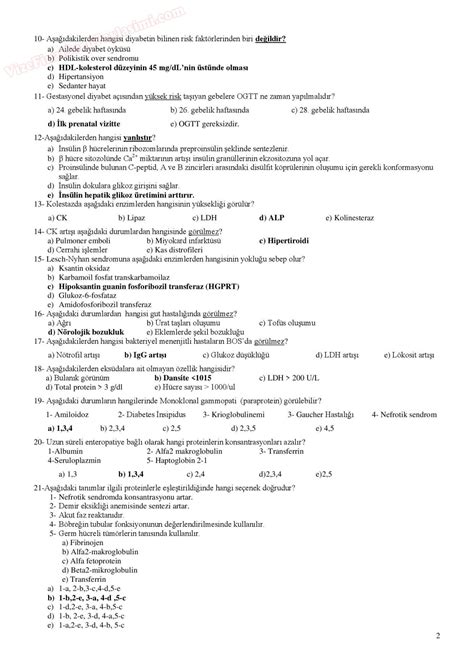 Klinik Biyokimya Soruları Sayfa 2 Vize ve Final Soruları Paylaşım