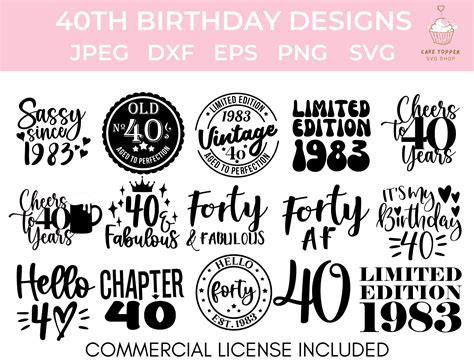 40th Birthday Svg Bundle Png Dxf Eps And Jpeg Included Etsy Uk
