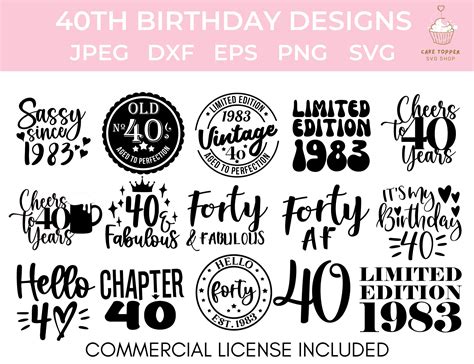 40th Birthday SVG Bundle PNG DXF Eps And Jpeg Included Etsy De