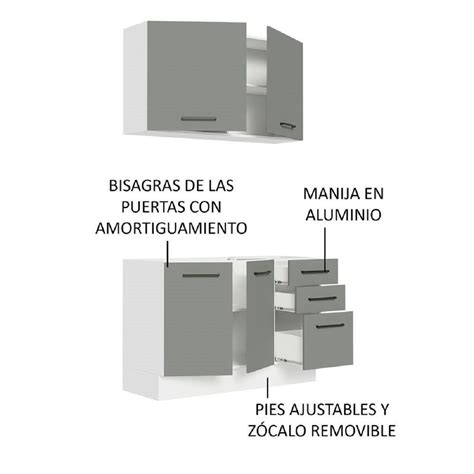 Mueble De Cocina Madesa Agata Sin Lavadero 120 Cm Gris Promart