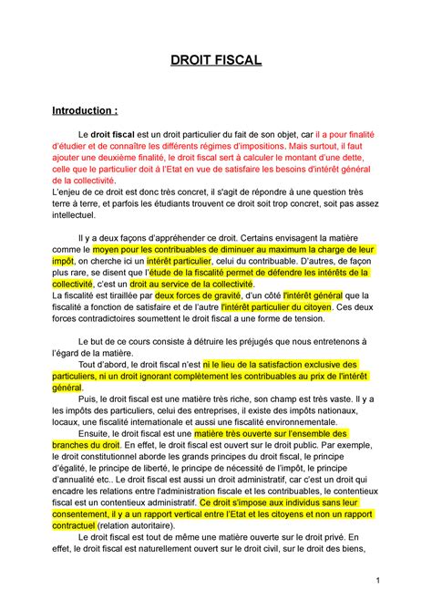 droit fiscal  droit fiscal introduction le droit fiscal est