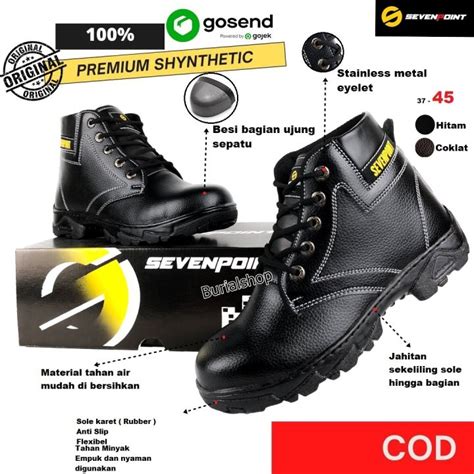 Sepatu Safety Pria Wanita Boots Original Sevenpoint Ujung Besi Proyek