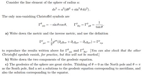 Answered Consider The Line Element Of The Sphere… Bartleby