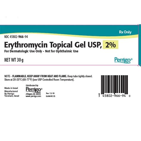 Erythromycin Topical Gel 2 For Skin Infections Acne And Rosacea